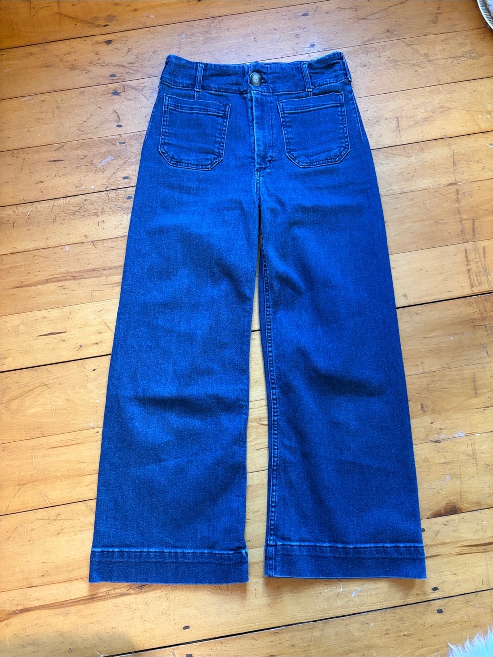 Anthropologie Maeve Colette Wide-Leg Jeans in Deep Blue Wash